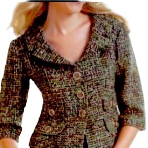 Loft Tweed Blazer Gold Citrine Buttons